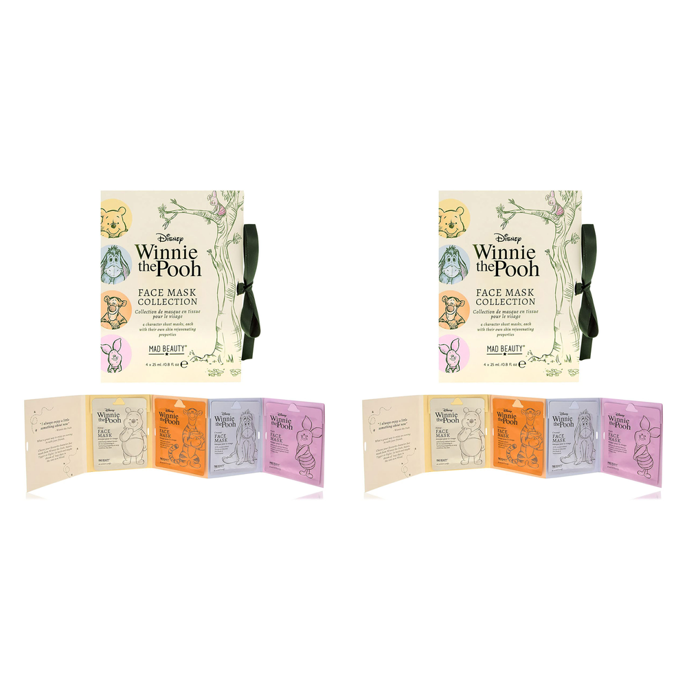 Disney Winnie the Pooh Face Mask Collection 4pc Mad Beauty Sheet Pack of 2