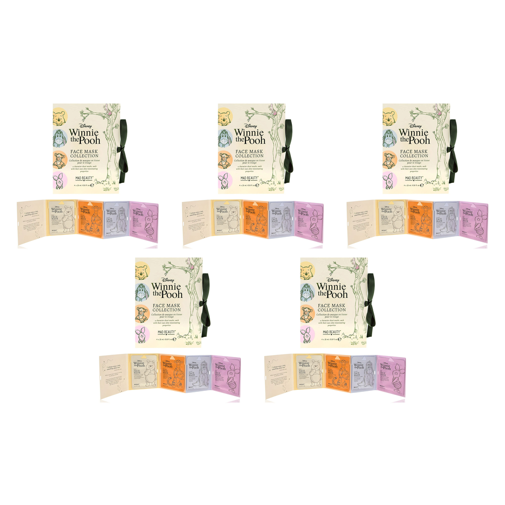 Disney Winnie the Pooh Face Mask Collection 4pc Mad Beauty Sheet Pack of 5