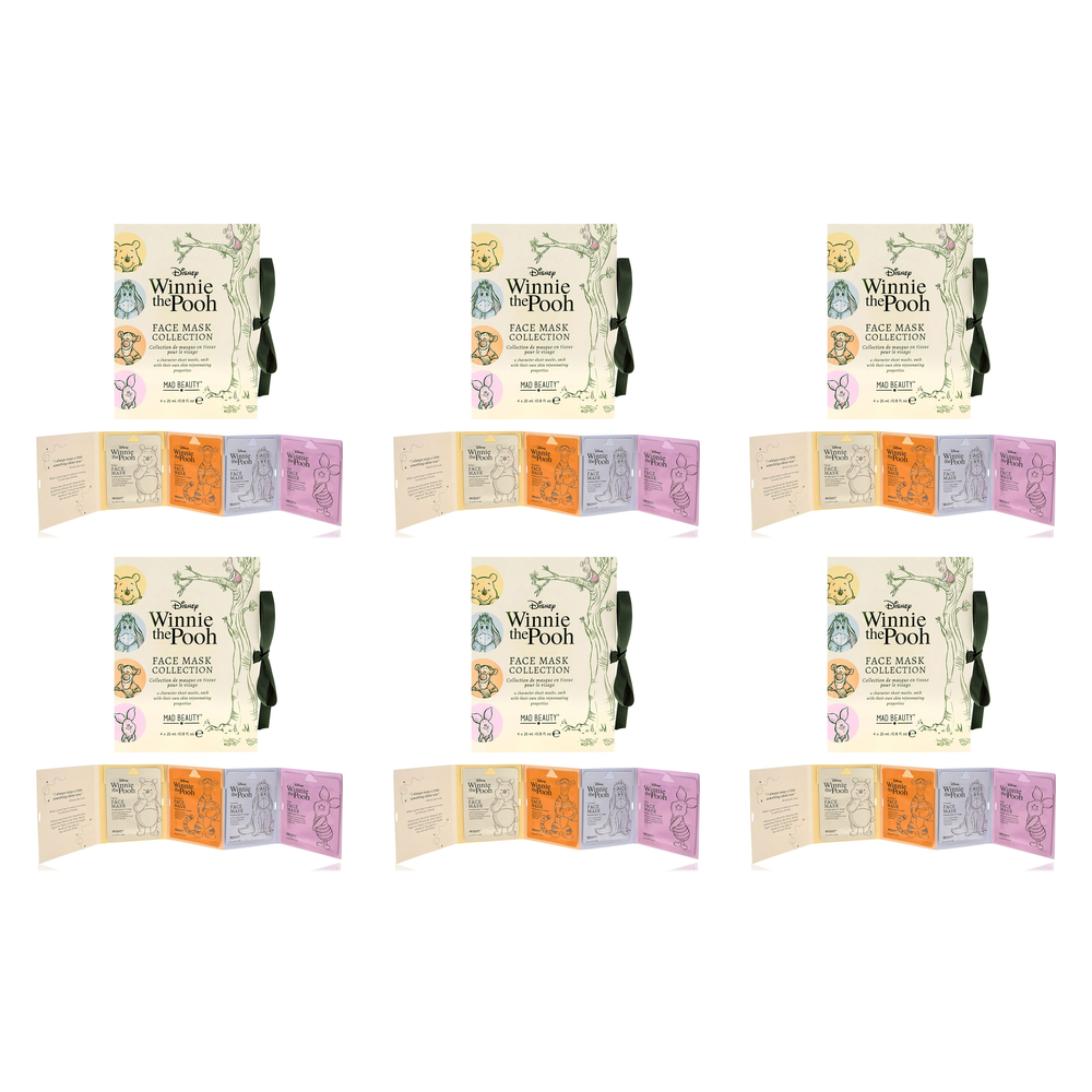 Disney Winnie the Pooh Face Mask Collection 4pc Mad Beauty Sheet Pack of 6