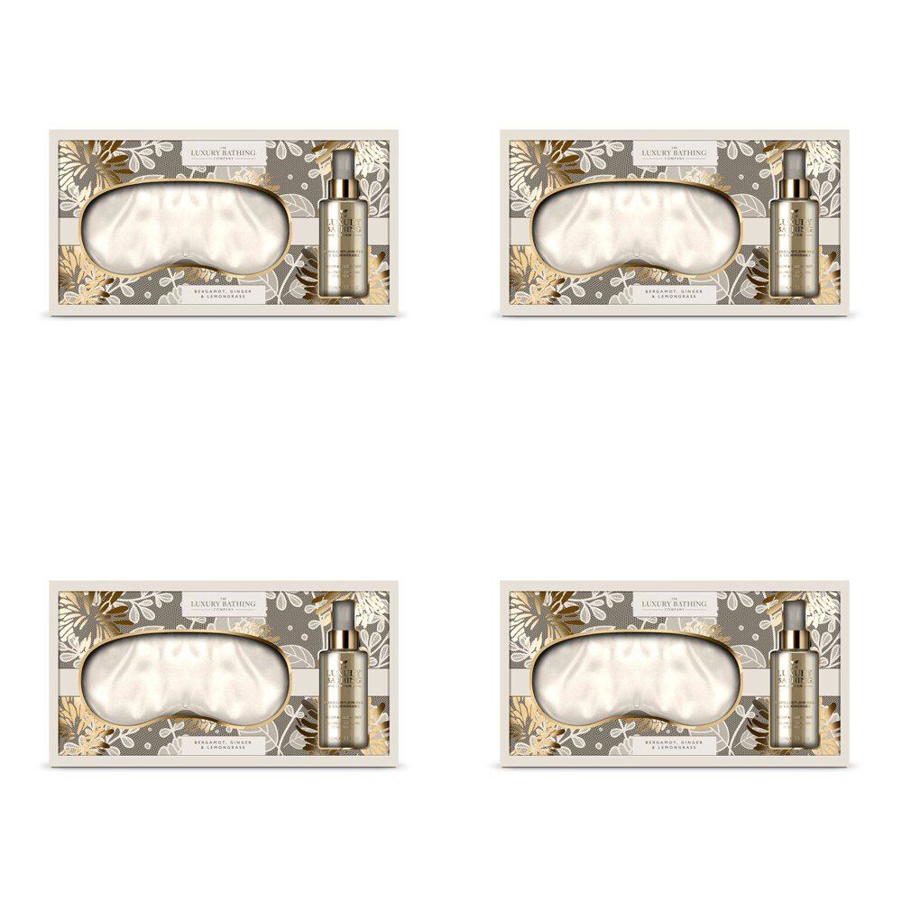 Luxury Bathing Co Bergamot Ginger & Lemongrass Sleep Set Eye Mask & Pillow Mist Bundle of 4