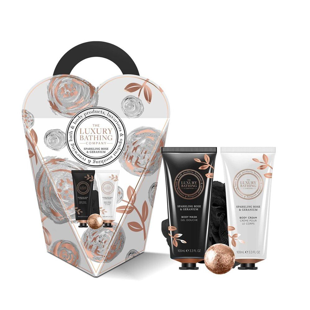 Luxury Bathing Co Sparkling Rose & Geranium Mini Revive Set 2 x 100mL Bundle of 4