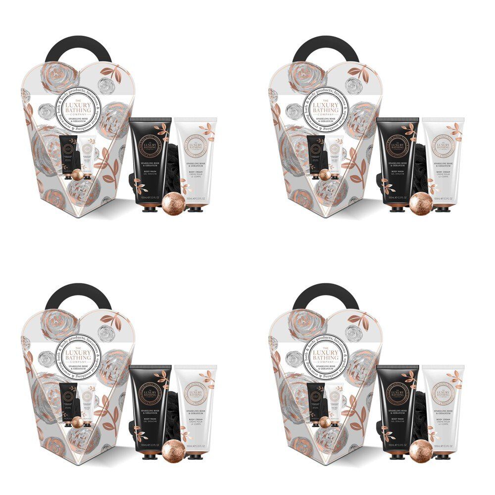 Luxury Bathing Co Sparkling Rose & Geranium Mini Revive Set 2 x 100mL Bundle of 4