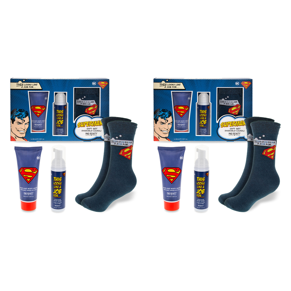 Warner Bros DC Superman Body Care Sock Set Mad Beauty Wash and Socks Pack of 2
