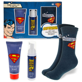 Warner Bros DC Superman Body Care Sock Set Mad Beauty Wash and Socks Gift