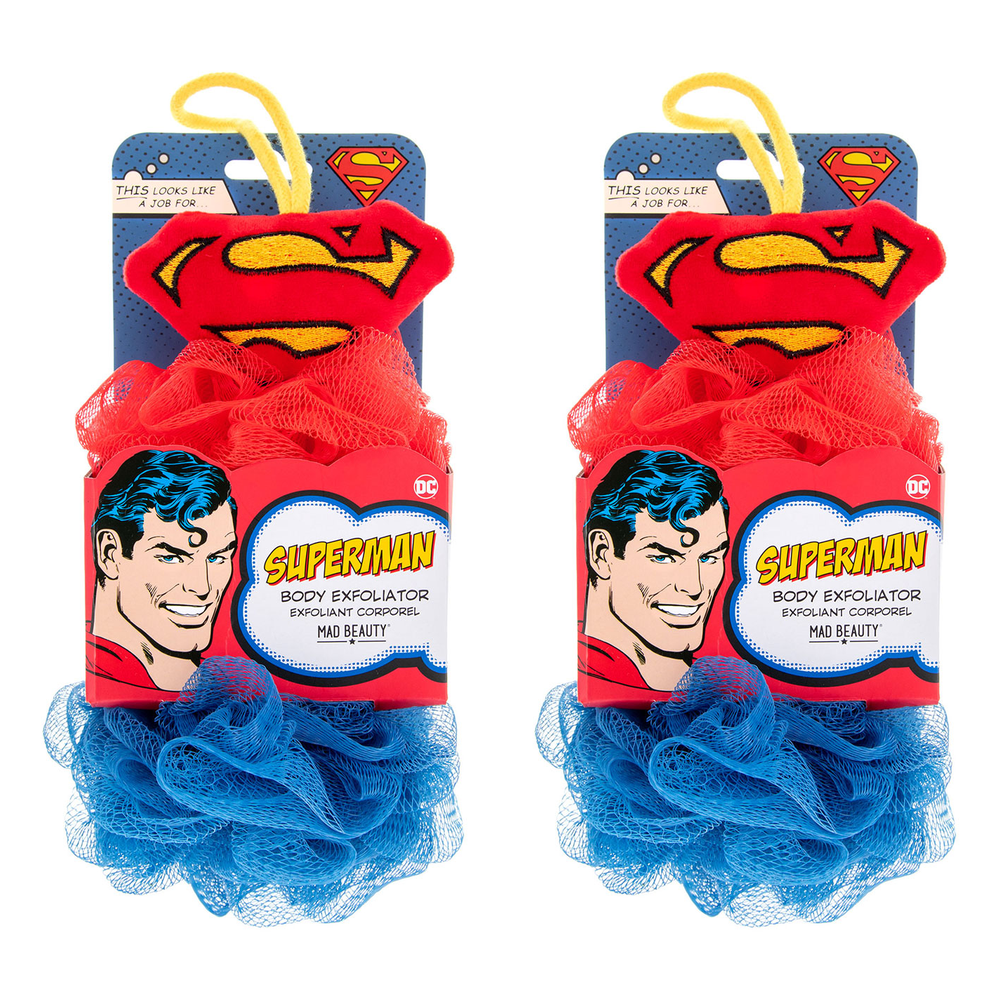 Warner Bros DC Superman Body Exfoliator Duo Mad Beauty Bath Poufs Pack of 2