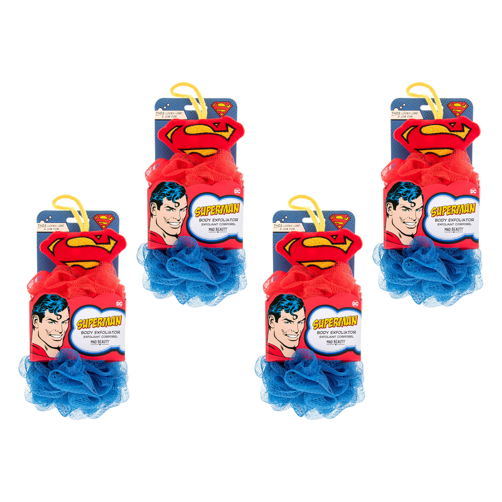 Warner Bros DC Superman Body Exfoliator Duo Mad Beauty Bath Poufs Pack of 4