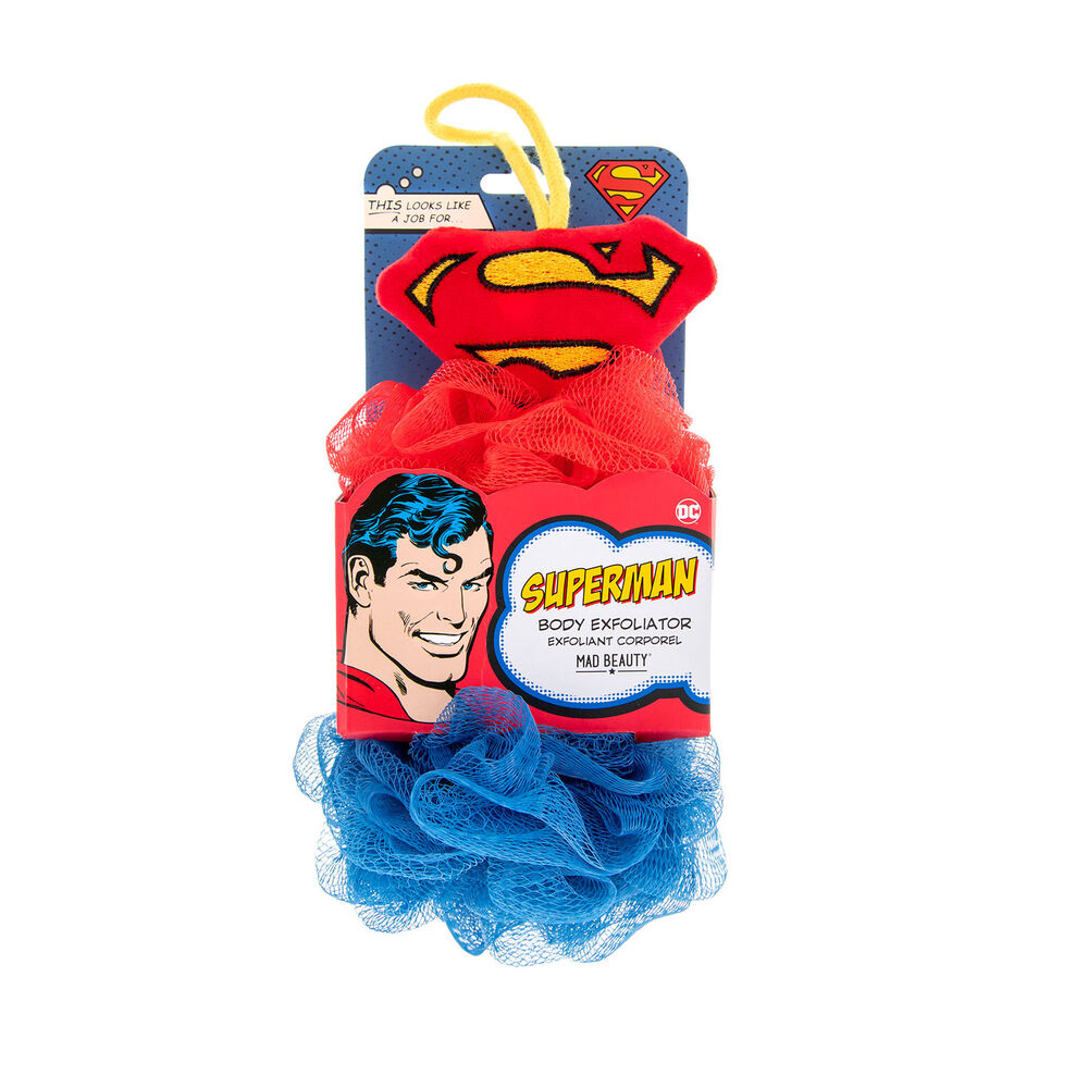Warner Bros DC Superman Body Exfoliator Duo Mad Beauty Bath Poufs