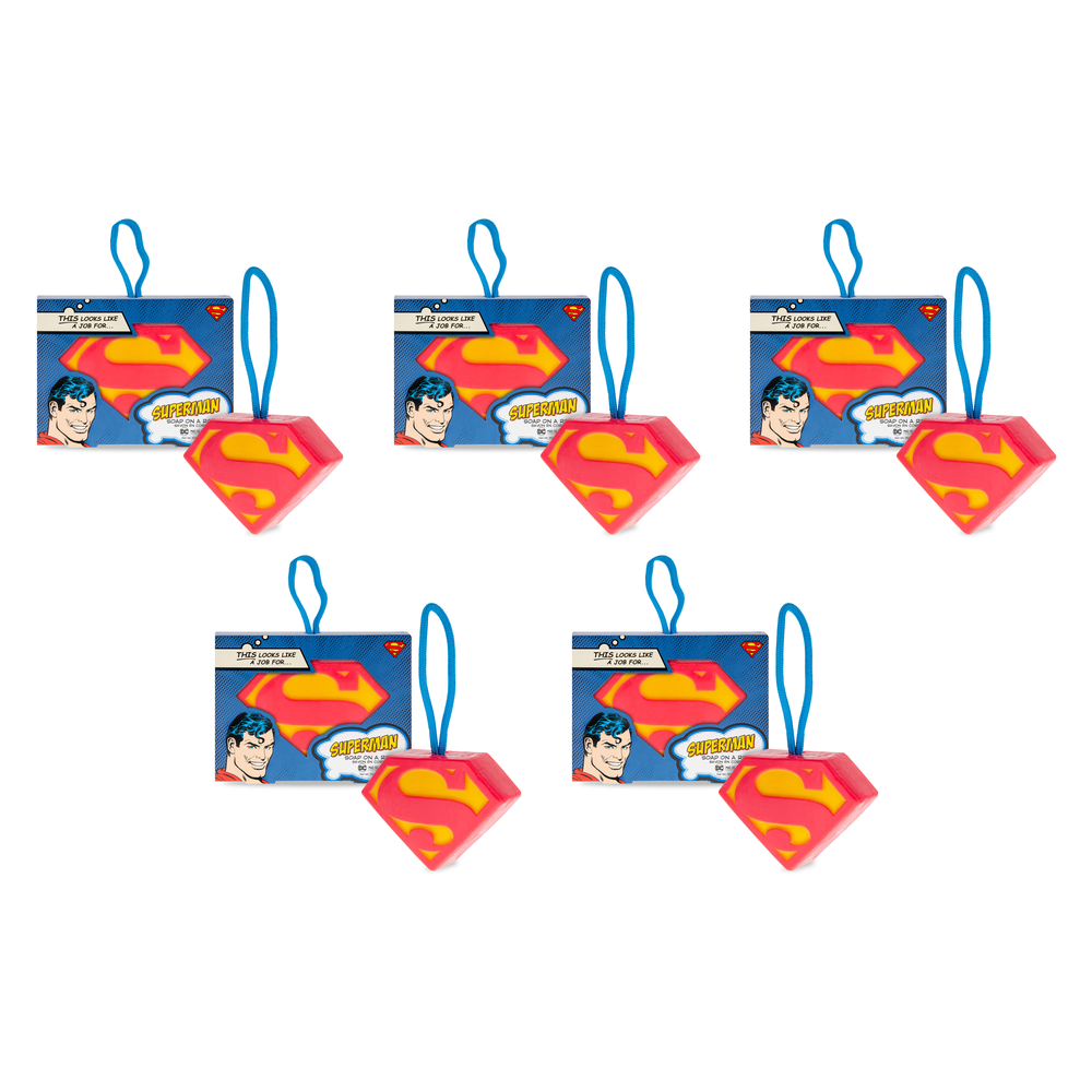 Warner Bros DC Superman Soap on a Rope 150g Mad Beauty Novelty Soap Pack of 5