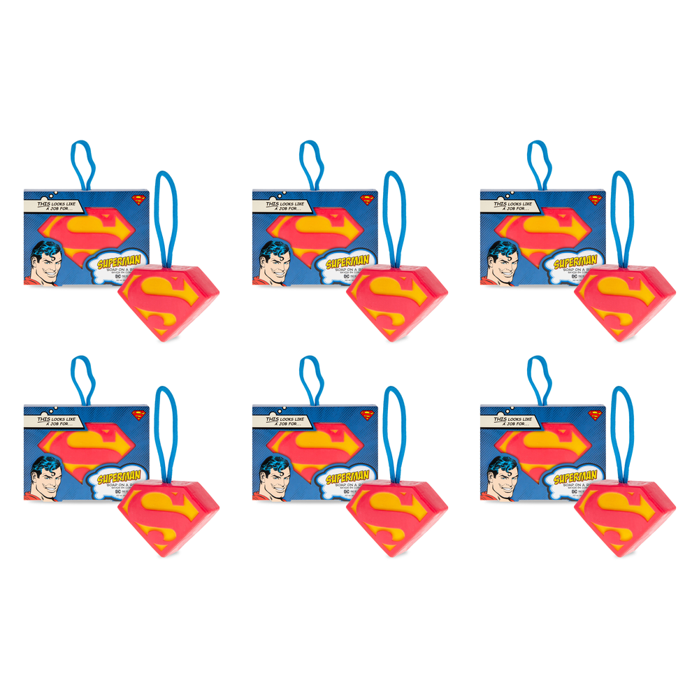 Warner Bros DC Superman Soap on a Rope 150g Mad Beauty Novelty Soap Pack of 6
