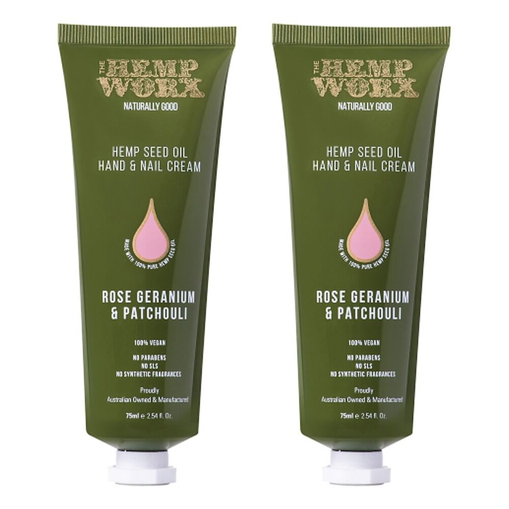 Hemp Worx Rose Geranium & Patchouli Hand Cream 75mL Pack of 2