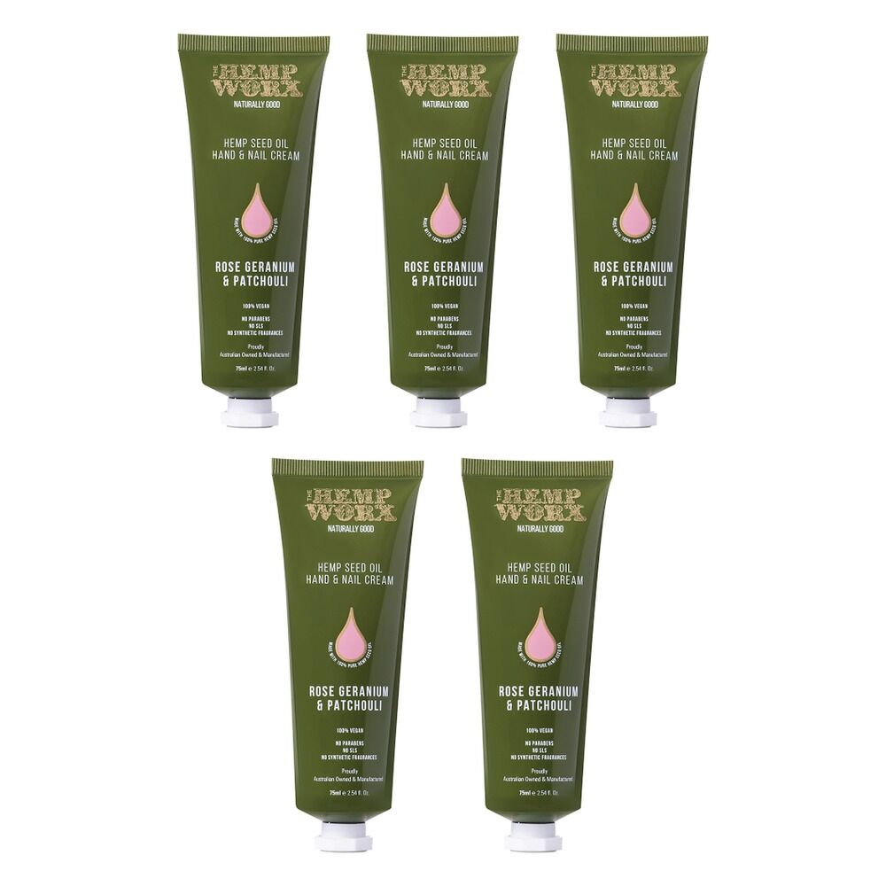 Hemp Worx Rose Geranium & Patchouli Hand Cream 75mL Pack of 5