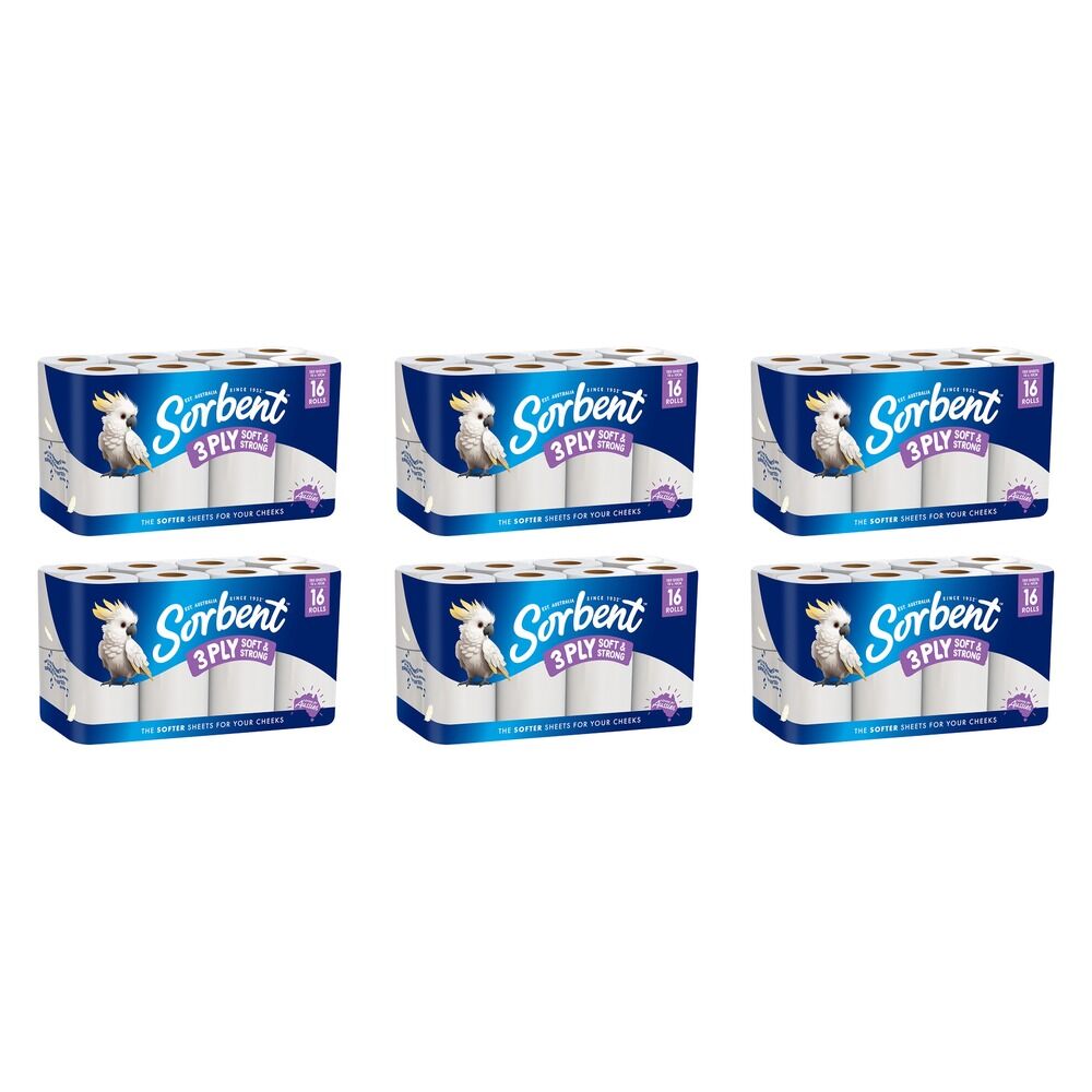 Sorbent Silky White Toilet Tissue 3 Ply 16 Pack Bundle of 6