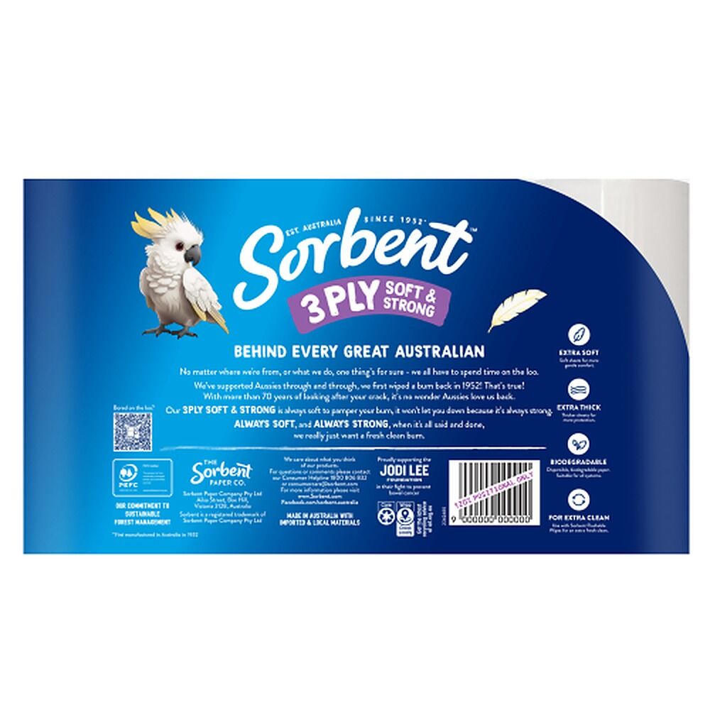 Sorbent Silky White Toilet Tissue 3 Ply 16 Pack