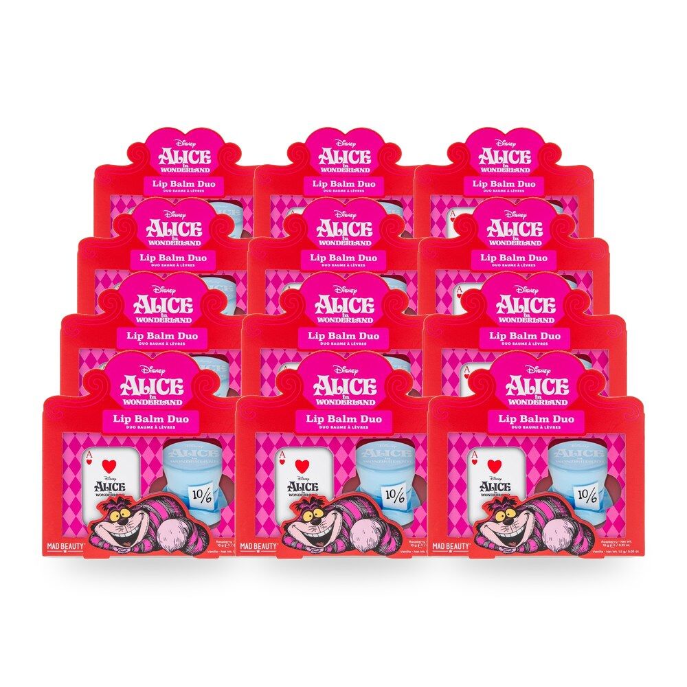 Disney Alice in Wonderland Lip Balm Duo Raspberry and Vanilla Pack of 12