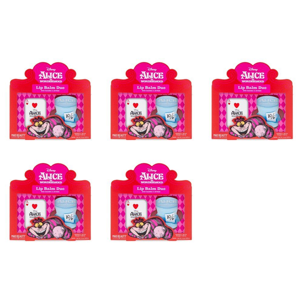 Disney Alice in Wonderland Lip Balm Duo Raspberry and Vanilla Bundle of 5