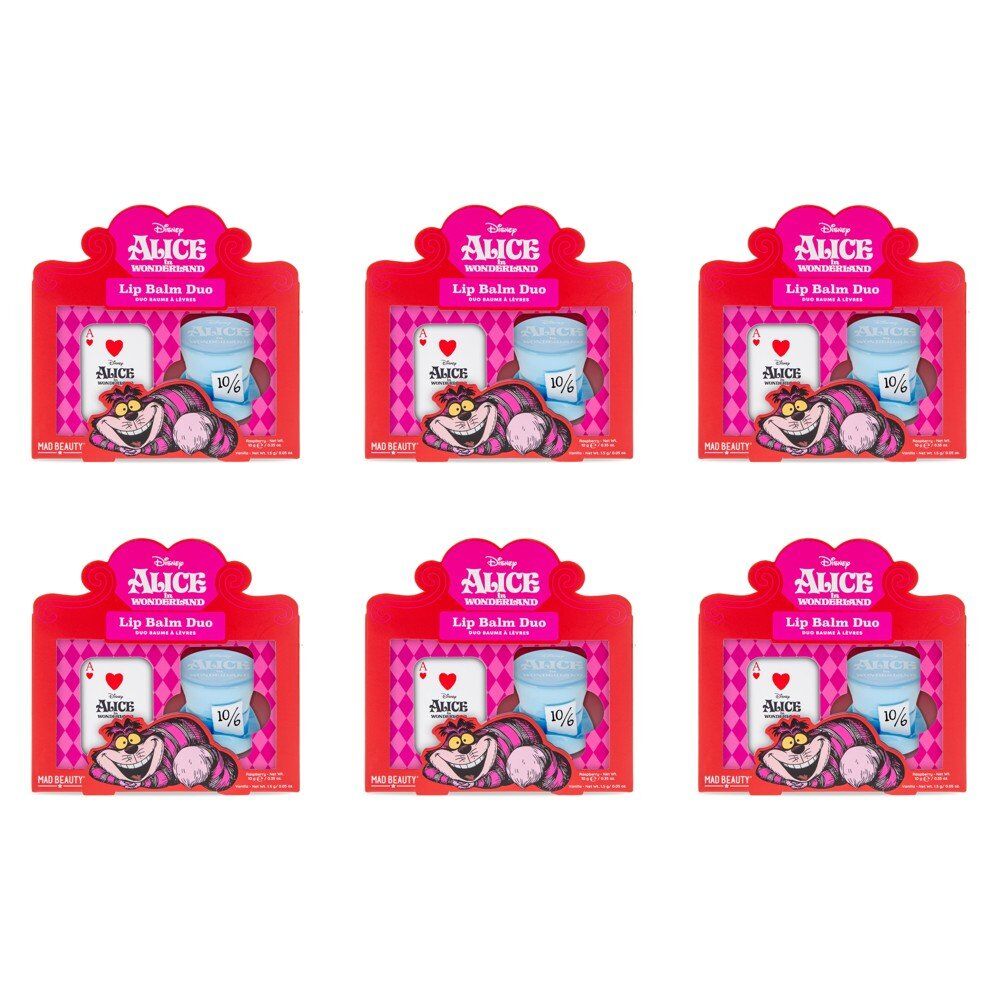Disney Alice in Wonderland Lip Balm Duo Raspberry and Vanilla Bundle of 6