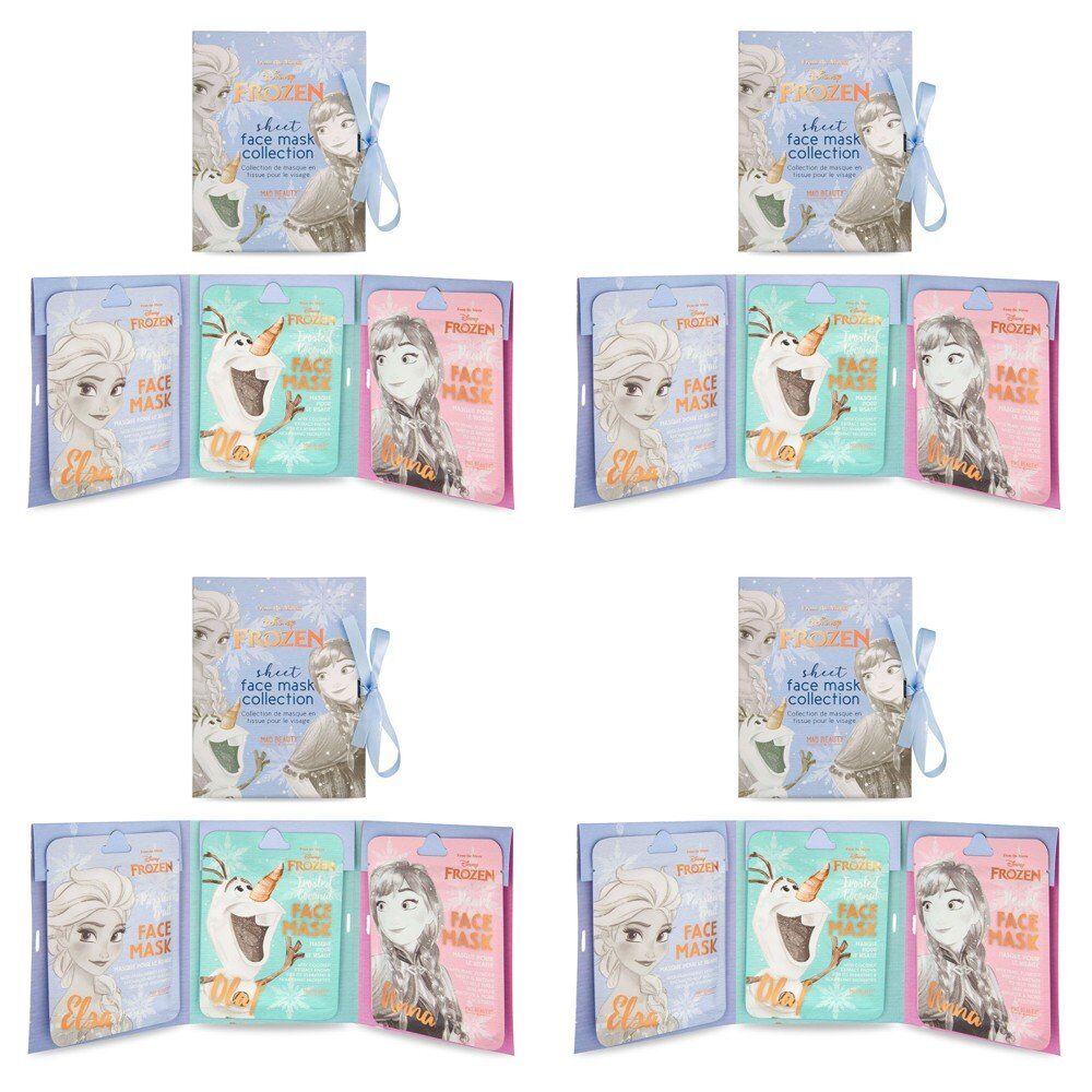 Disney Frozen Sheet Face Mask Collection 3 Pack Elsa Olaf Anna Bundle of 4