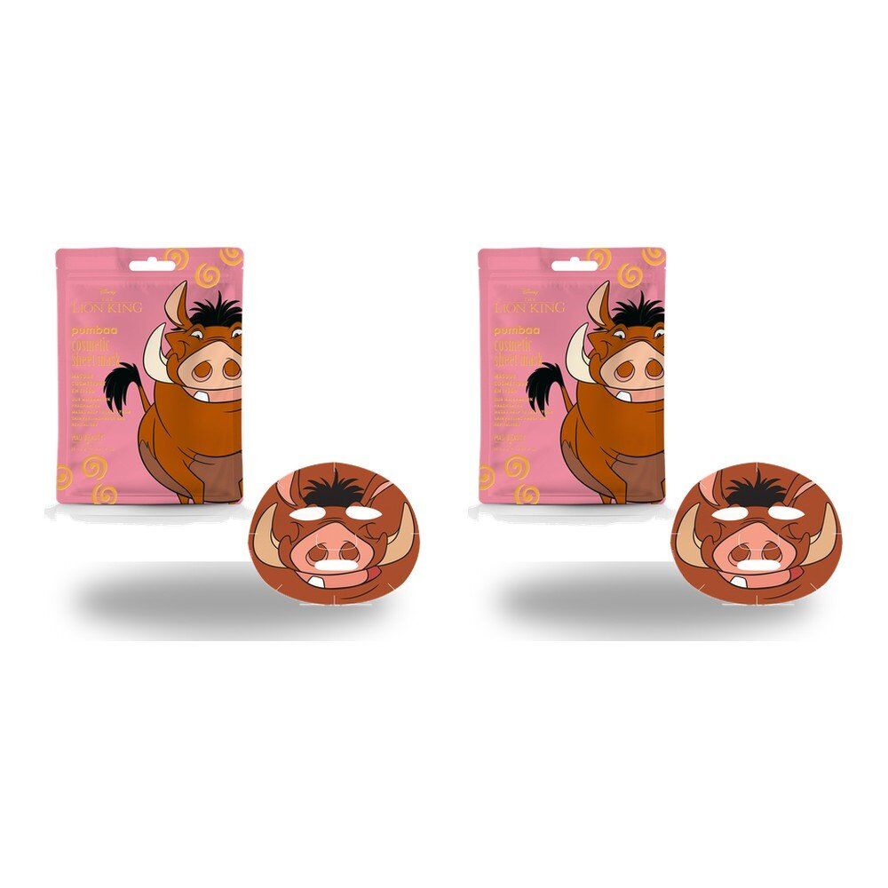 Disney The Lion King Pumbaa Cosmetic Sheet Mask 25mL Counter Display of 12 Bundle of 2