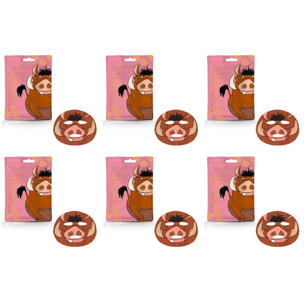 Disney The Lion King Pumbaa Cosmetic Sheet Mask 25mL Counter Display of 12 Bundle of 6