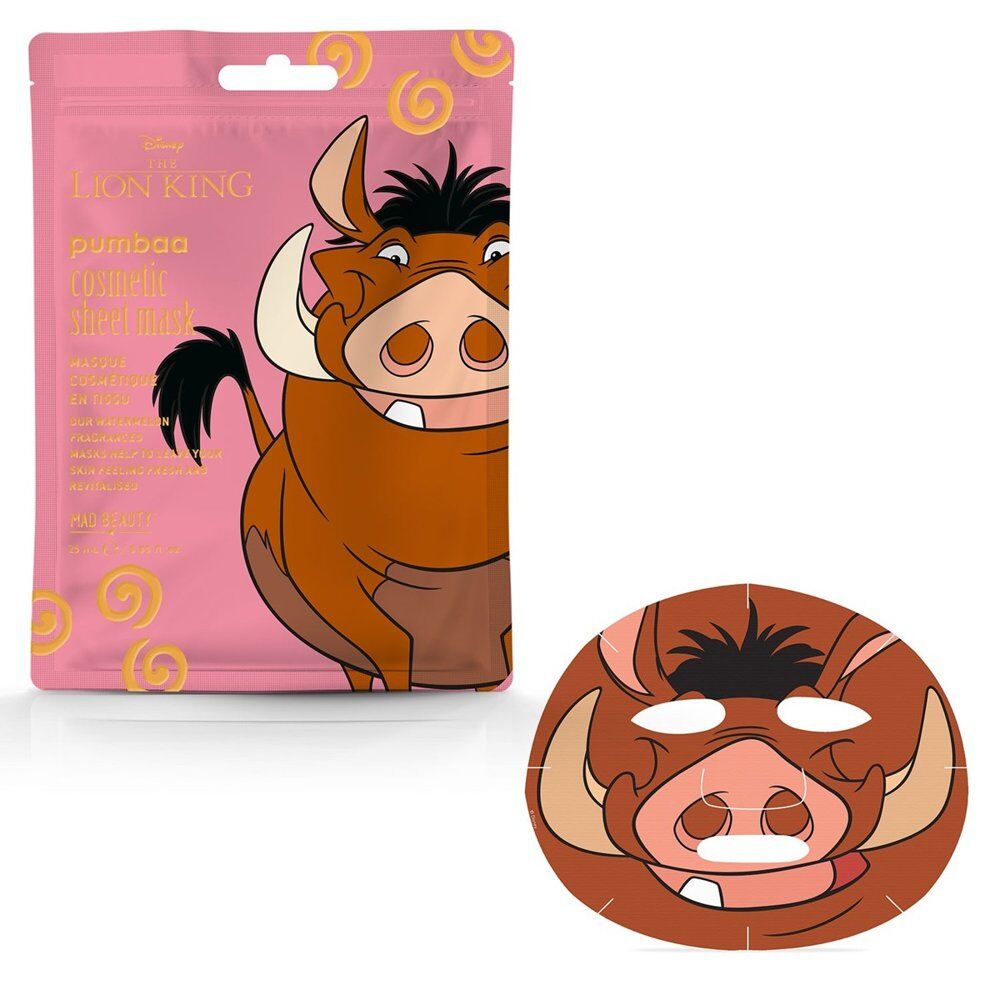 Disney The Lion King Pumbaa Cosmetic Sheet Mask 25mL Counter Display of 12