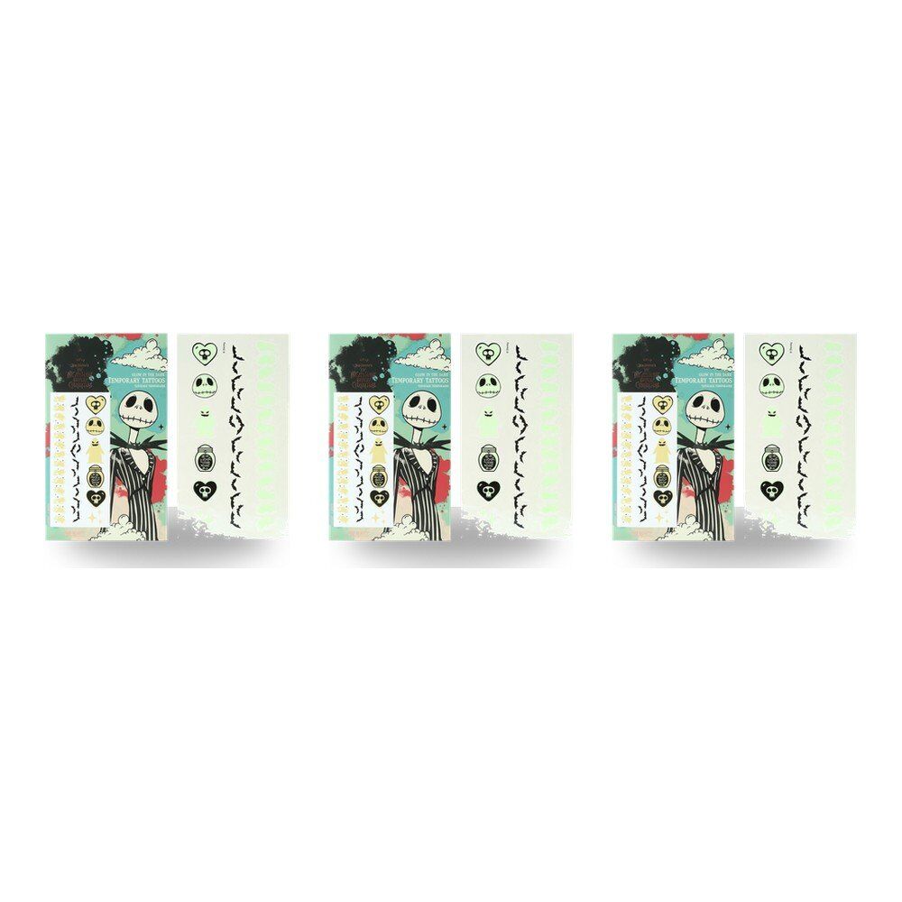 Disney The Nightmare Before Christmas Glow in the Dark Temporary Tattoos 2 Sheets Pack of 3