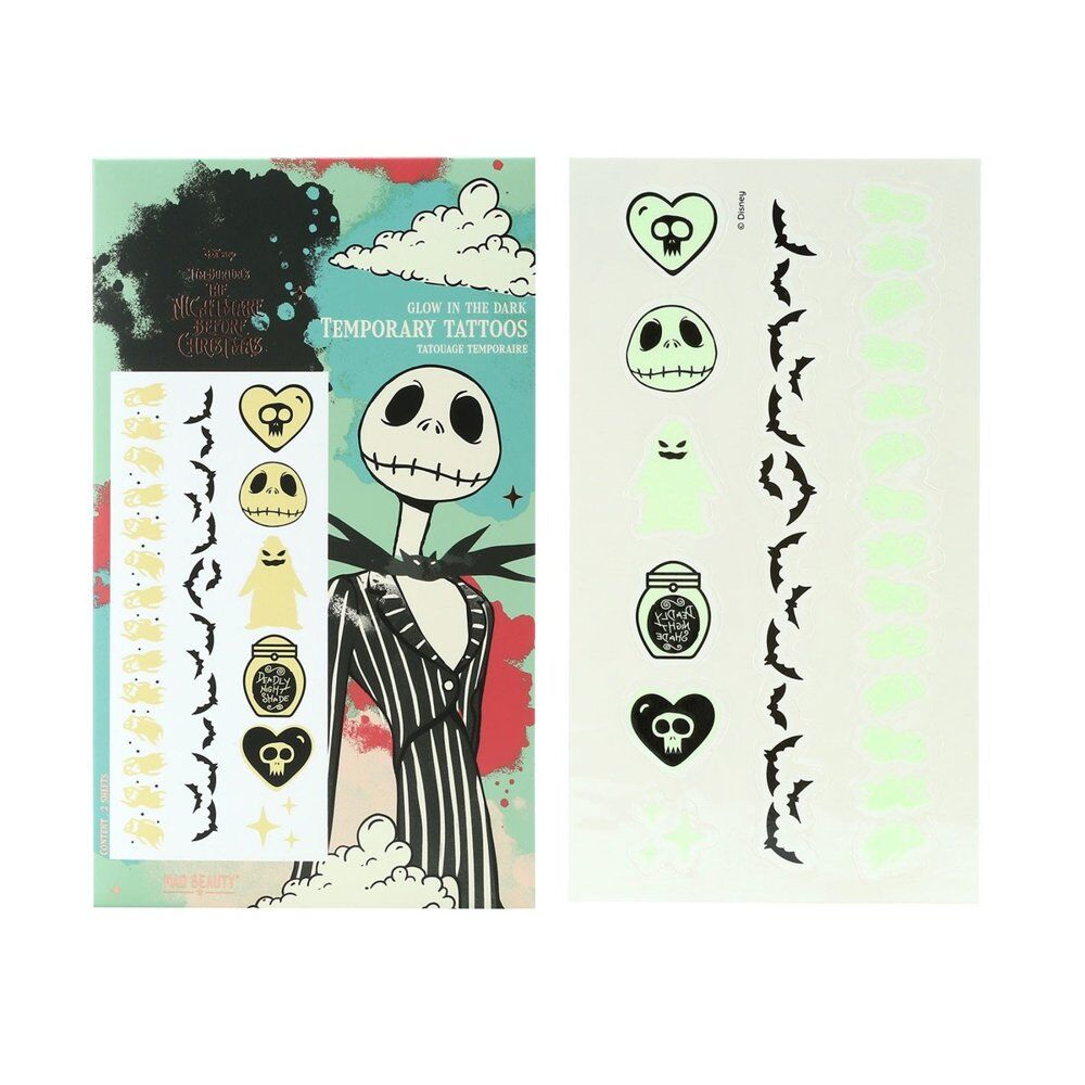 Disney The Nightmare Before Christmas Glow in the Dark Temporary Tattoos 2 Sheets Pack of 4