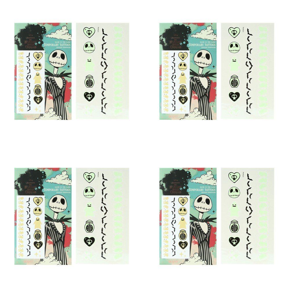 Disney The Nightmare Before Christmas Glow in the Dark Temporary Tattoos 2 Sheets Pack of 4
