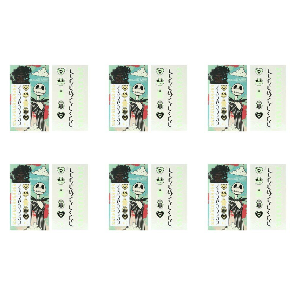 Disney The Nightmare Before Christmas Glow in the Dark Temporary Tattoos 2 Sheets Pack of 6