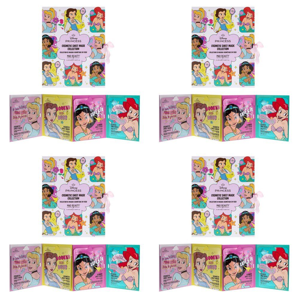 Disney Princess Cosmetic Sheet Mask Collection 4 x 25mL Bundle of 4