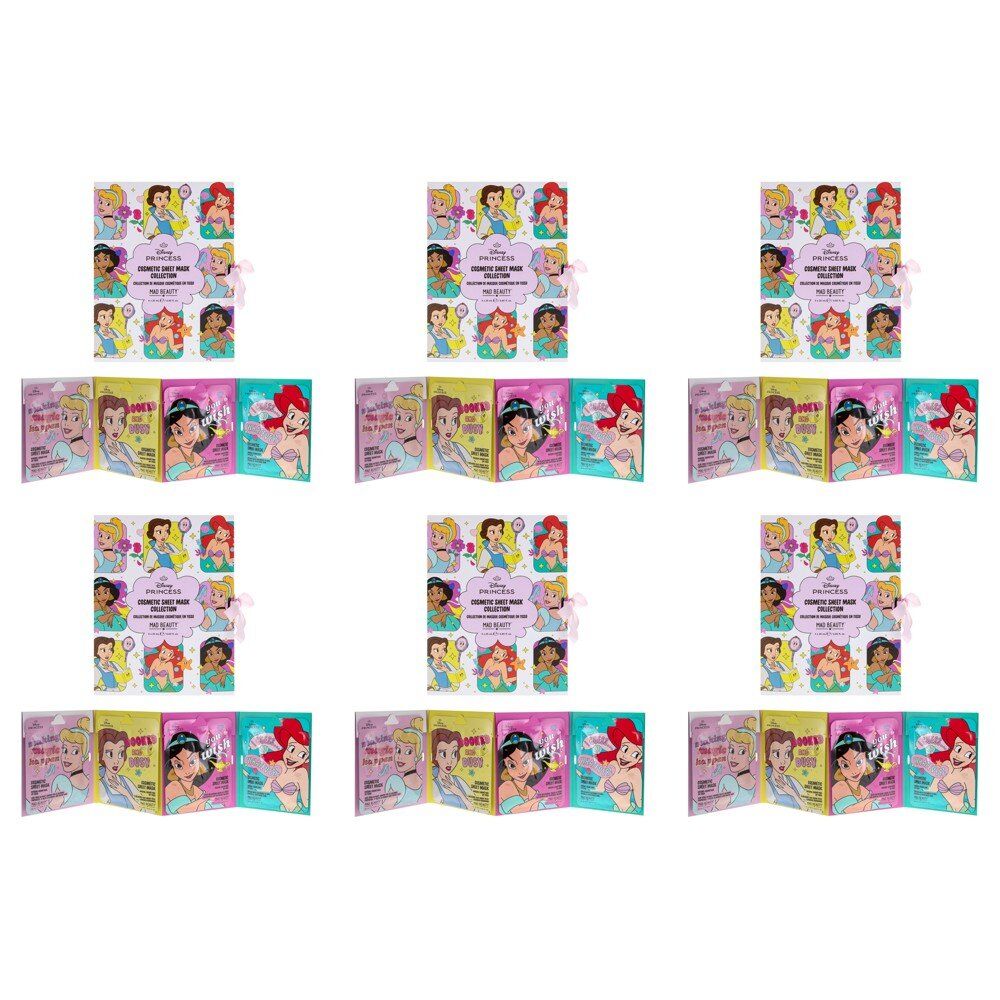 Disney Princess Cosmetic Sheet Mask Collection 4 x 25mL Bundle of 6