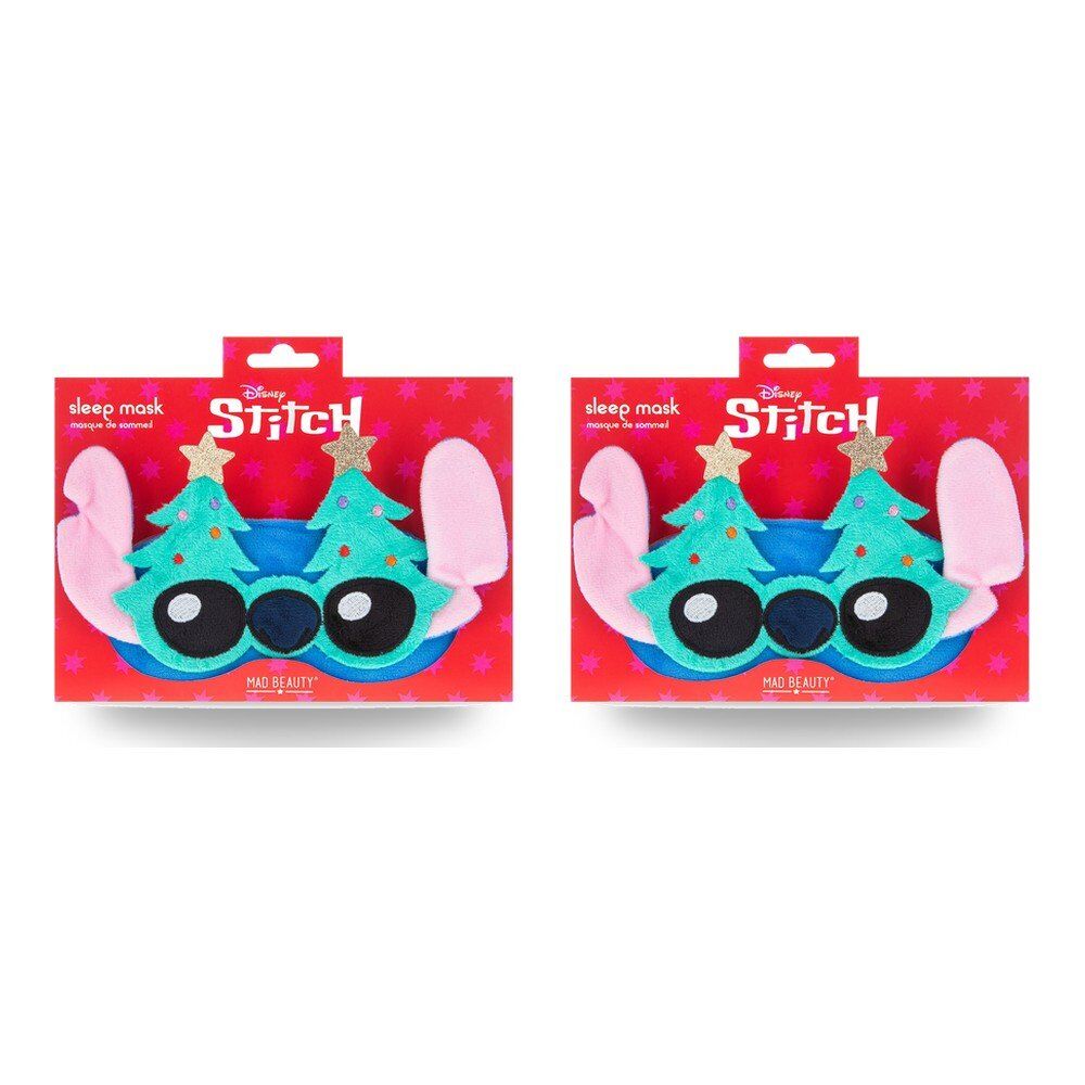 Disney Stitch at Christmas Plush Sleep Mask with Christmas Trees Pack of 2