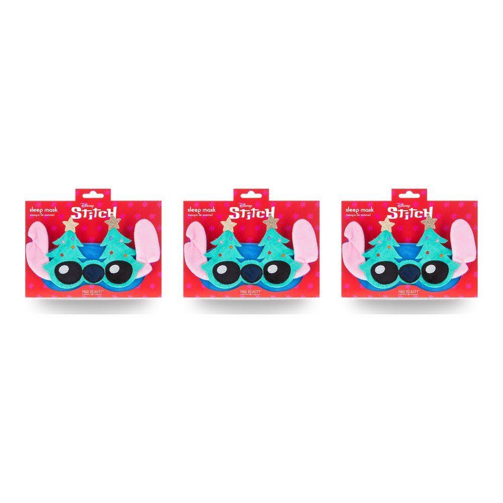 Disney Stitch at Christmas Plush Sleep Mask with Christmas Trees Pack of 3