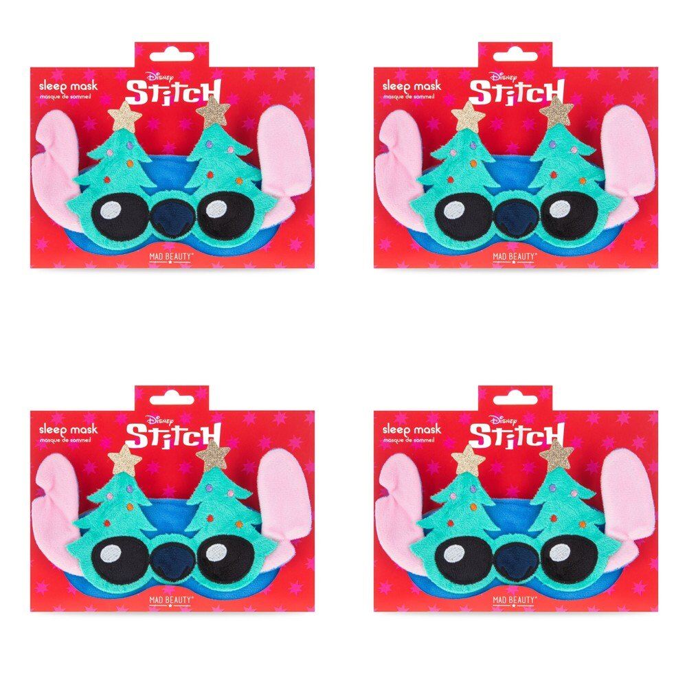 Disney Stitch at Christmas Plush Sleep Mask with Christmas Trees Pack of 4