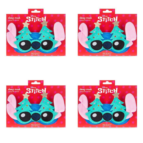 Disney Stitch at Christmas Plush Sleep Mask with Christmas Trees Pack of 4
