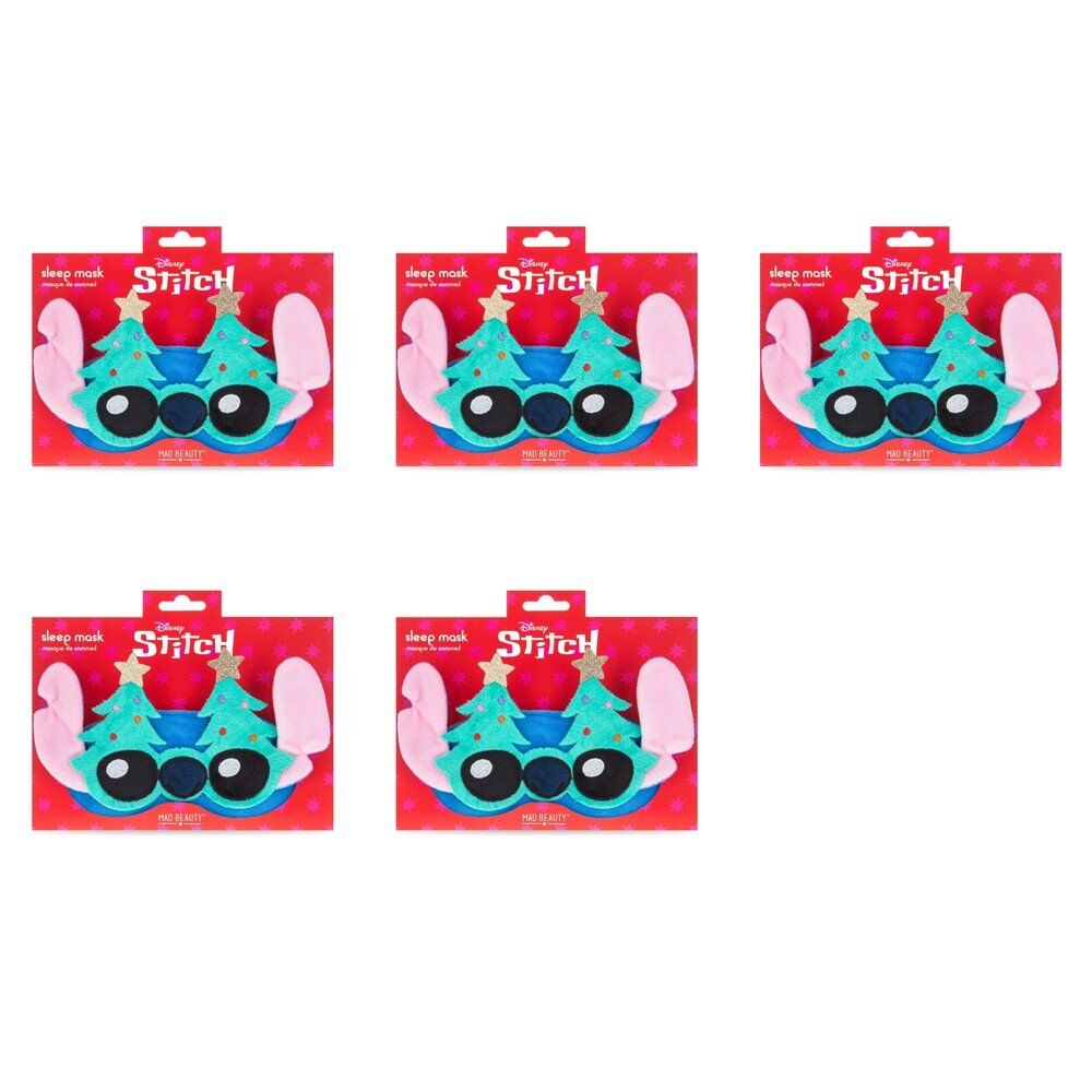 Disney Stitch at Christmas Plush Sleep Mask with Christmas Trees Pack of 5