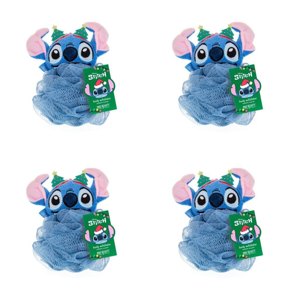 Disney Stitch Stitch-mas Body Exfoliator Puff with Christmas Tree Headband Pack of 4
