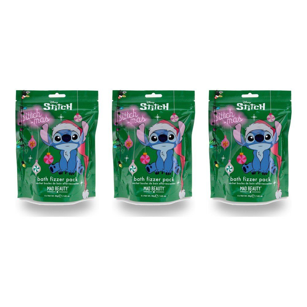 Disney Stitch Stitch-mas Bath Fizzer Pack 6 x 30g Bundle of 3