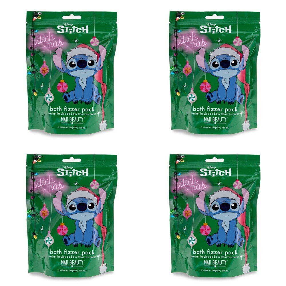 Disney Stitch Stitch-mas Bath Fizzer Pack 6 x 30g Bundle of 4