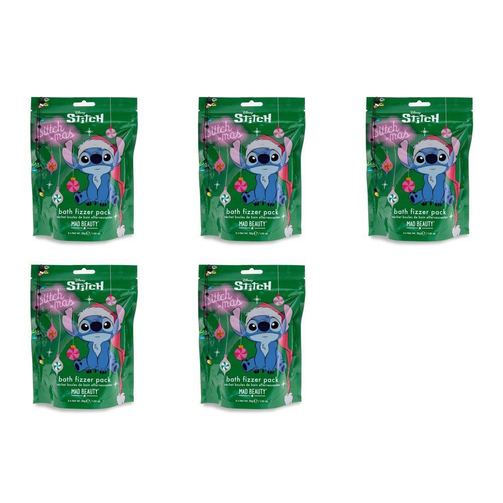 Disney Stitch Stitch-mas Bath Fizzer Pack 6 x 30g Bundle of 5