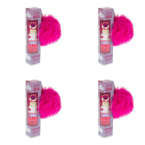 Disney Pixar Toy Story Lotso Raspberry Lip Balm 20mL with Pom Pom Charm Pack of 4