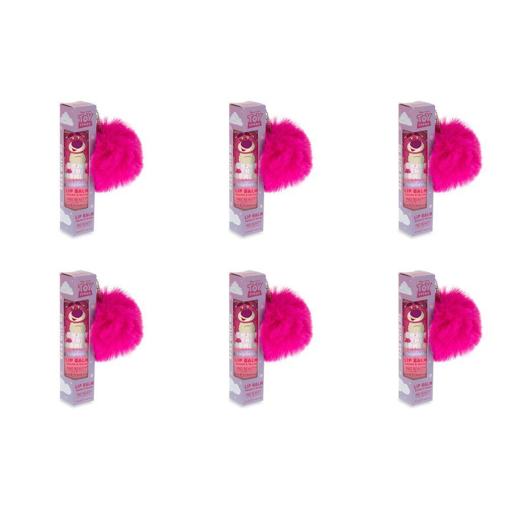 Disney Pixar Toy Story Lotso Raspberry Lip Balm 20mL with Pom Pom Charm Pack of 6