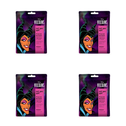Disney Villains Maleficent Cast Your Spell Sheet Face Mask Counter Display of 12 Bundle of 4