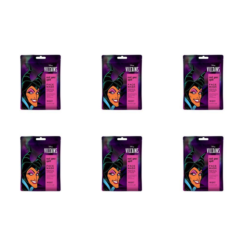 Disney Villains Maleficent Cast Your Spell Sheet Face Mask Counter Display of 12 Bundle of 6