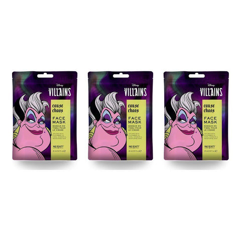 Disney Villains Ursula Cause Chaos Sheet Face Mask Counter Display of 12 Bundle of 3