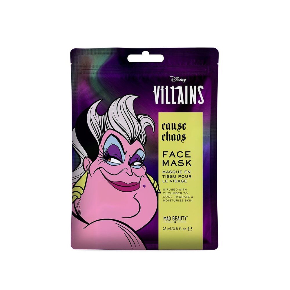 Disney Villains Ursula Cause Chaos Sheet Face Mask Counter Display of 12 Bundle of 4