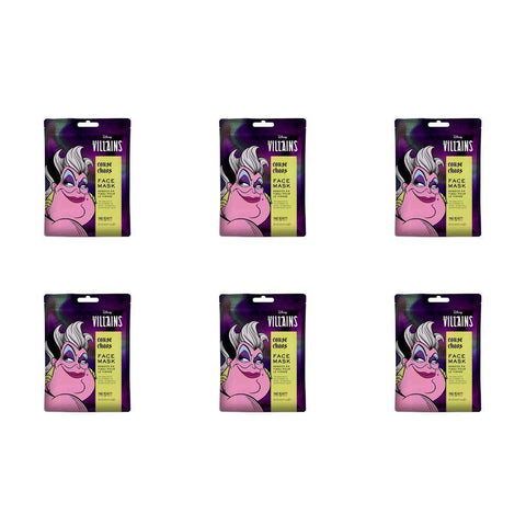 Disney Villains Ursula Cause Chaos Sheet Face Mask Counter Display of 12 Bundle of 6
