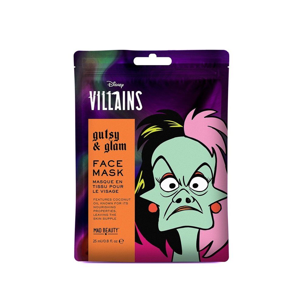 Disney Villains Cruella Gutsy & Glam Sheet Face Mask Counter Display of 12 Bundle of 4