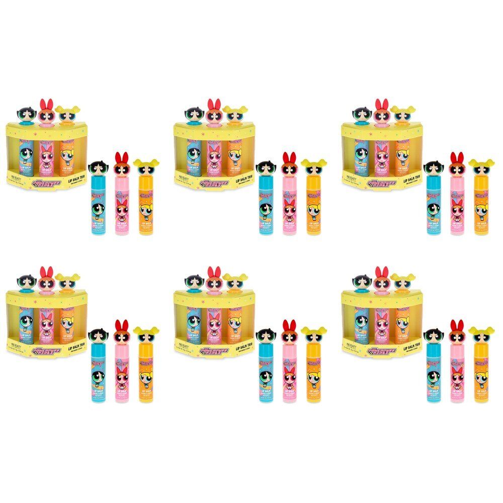 Warner Bros The Powerpuff Girls Lip Balm Trio 3 x 4g Bundle of 6
