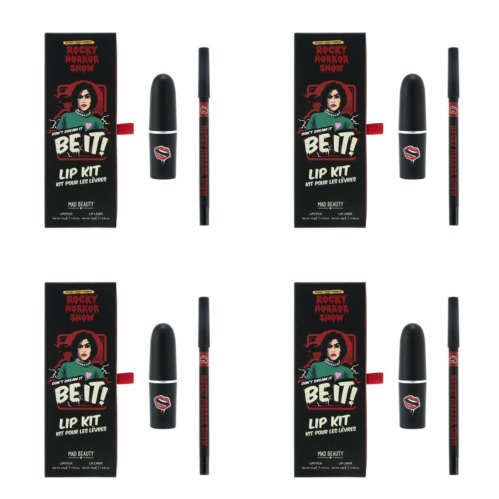 Mad Beauty Rocky Horror Show Don't Dream It Be It Lip Kit Lipstick and Lip Liner Bundle of 4