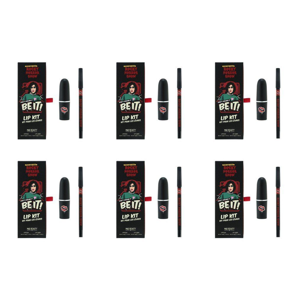 Mad Beauty Rocky Horror Show Don't Dream It Be It Lip Kit Lipstick and Lip Liner Bundle of 6